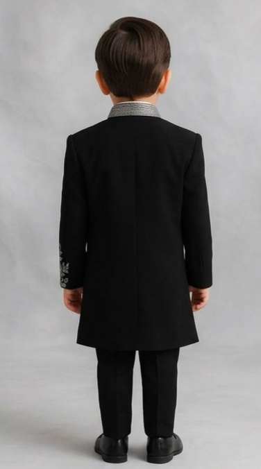 Pre Order: Royal Silverleaf Embroidered Sherwani And Pant
