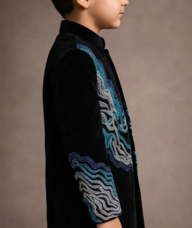Pre Order: Ocean Royale Embroidered Sherwani And Pant