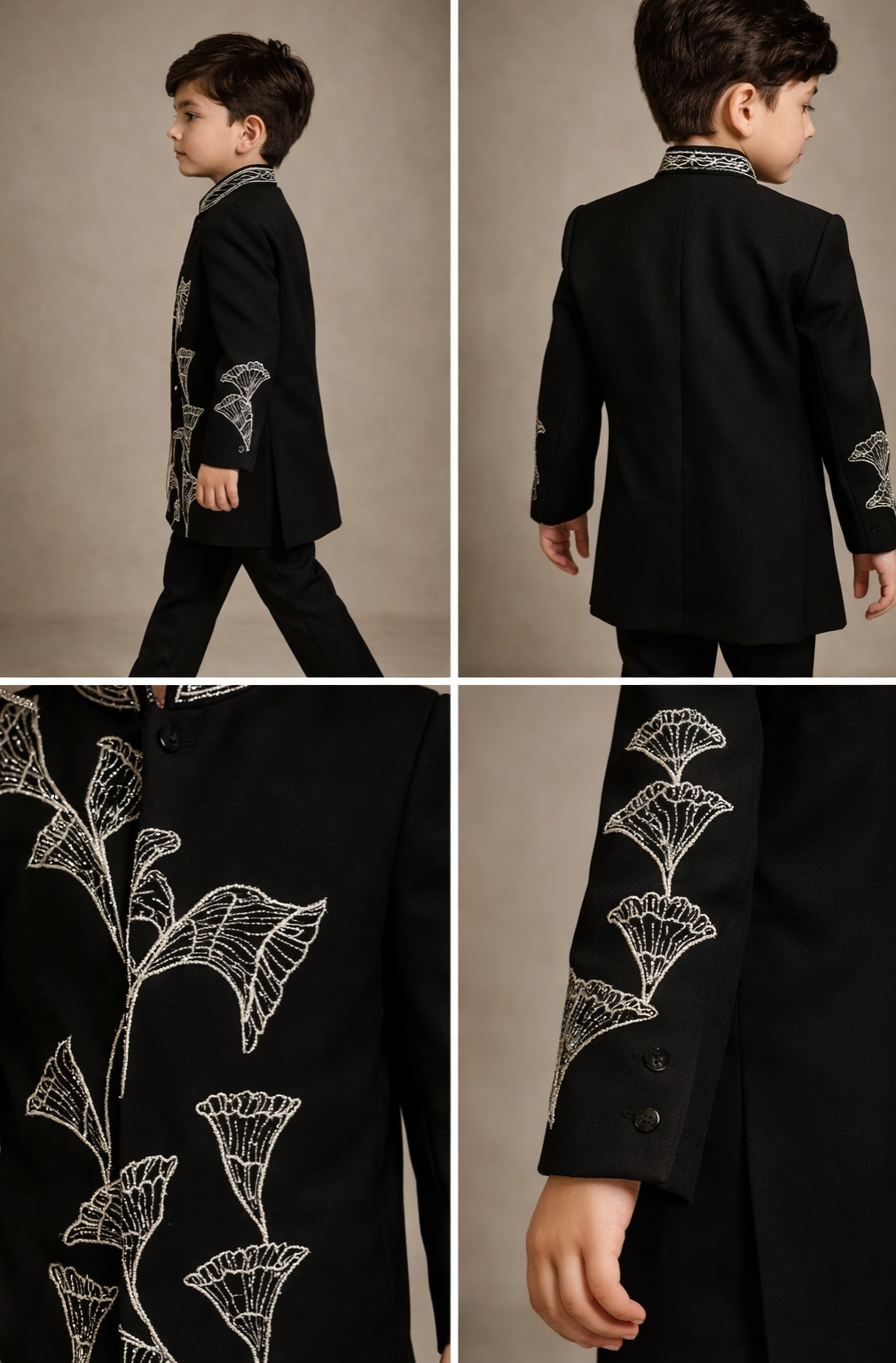 Pre Order: Noir Flora Sherwani And Pant