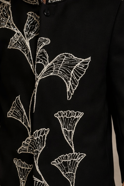 Pre Order: Noir Flora Sherwani And Pant