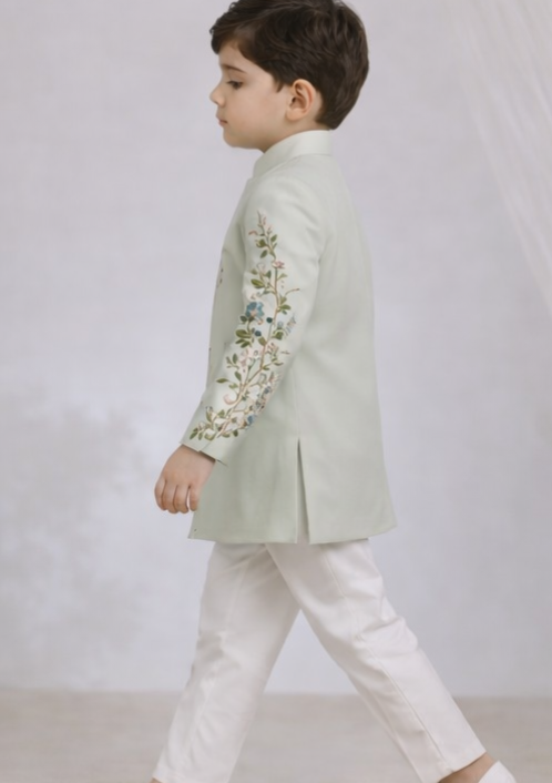 Pre Order:Deer Blossom Embroidered Sherwani And Pant