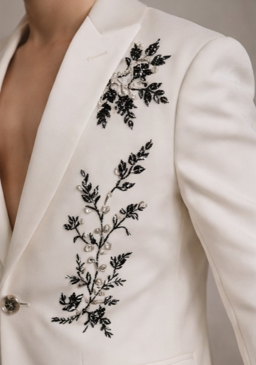 RTD Pre Order: White Embroidered Blazer Set
