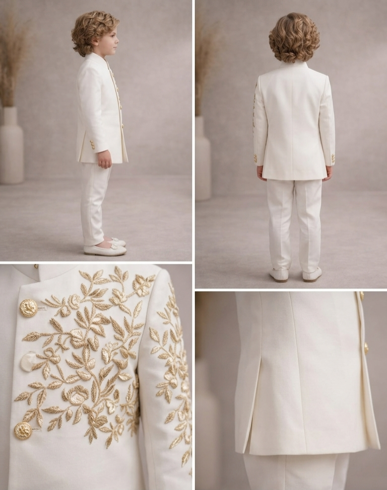 Pre Order: Aarav Royal White Sherwani Set