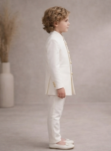 Pre Order: Aarav Royal White Sherwani Set