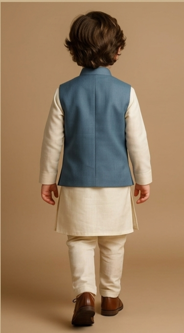 Pre Order:Nawab Blue Embroidered Sherwani And Pant