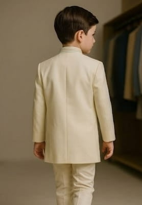 Pre Order:Off White Embroidered Sherwani And Pant