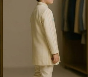 Pre Order:Off White Embroidered Sherwani And Pant