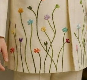 Pre Order:Off White Embroidered Sherwani And Pant