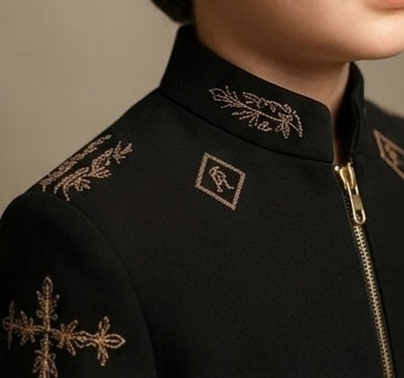 Pre Order: Black Majesty Embroidered Sherwani And Pant