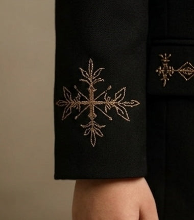 Pre Order: Black Velvet Embroidered Sherwani And Pant