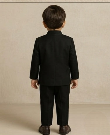 Pre Order: Jungle Theme Embroidered Black Sherwani With Pant