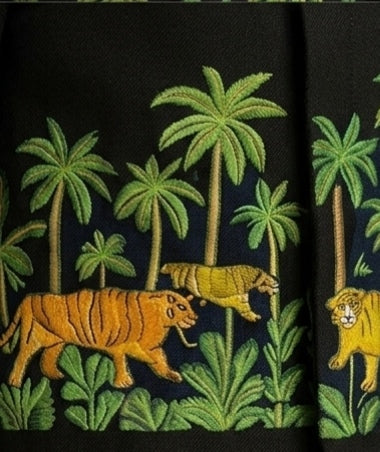 Pre Order: Jungle Theme Embroidered Black Sherwani With Pant