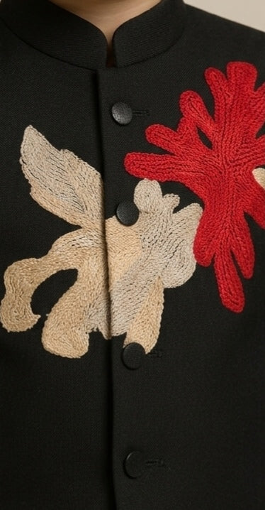Pre Order: Black Embroidered Sherwani and Pant
