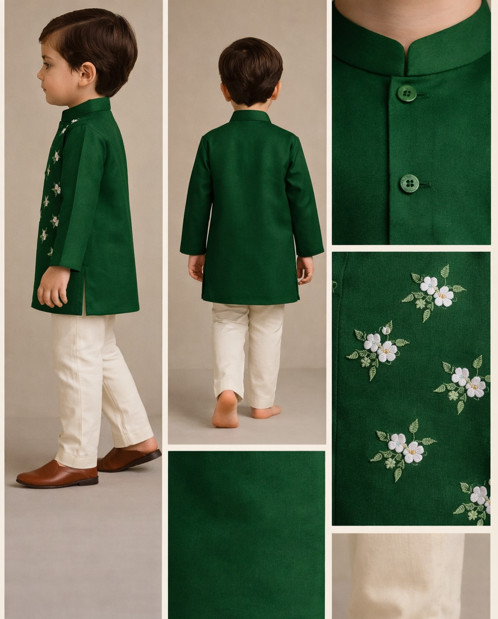 Pre Order: Ethnic Kurta With Floral-Embroidered Exquisite Jacket And Pyjama