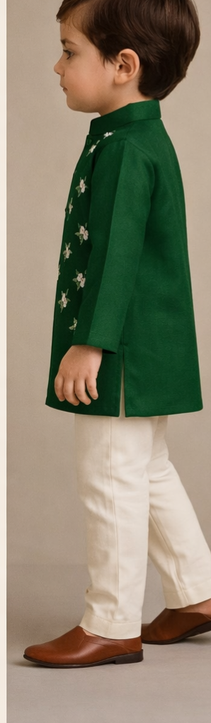 Pre Order: Ethnic Kurta With Floral-Embroidered Exquisite Jacket And Pyjama