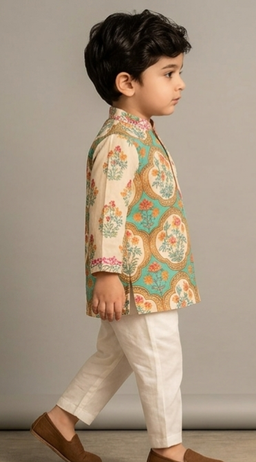 Pre Order: Floral Printed Kurta And Pyjama