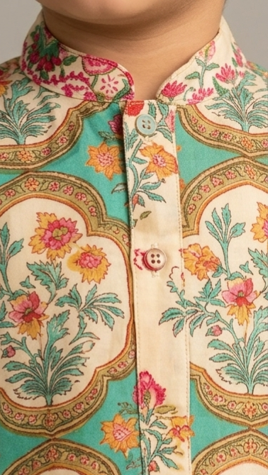 Pre Order: Floral Printed Kurta And Pyjama