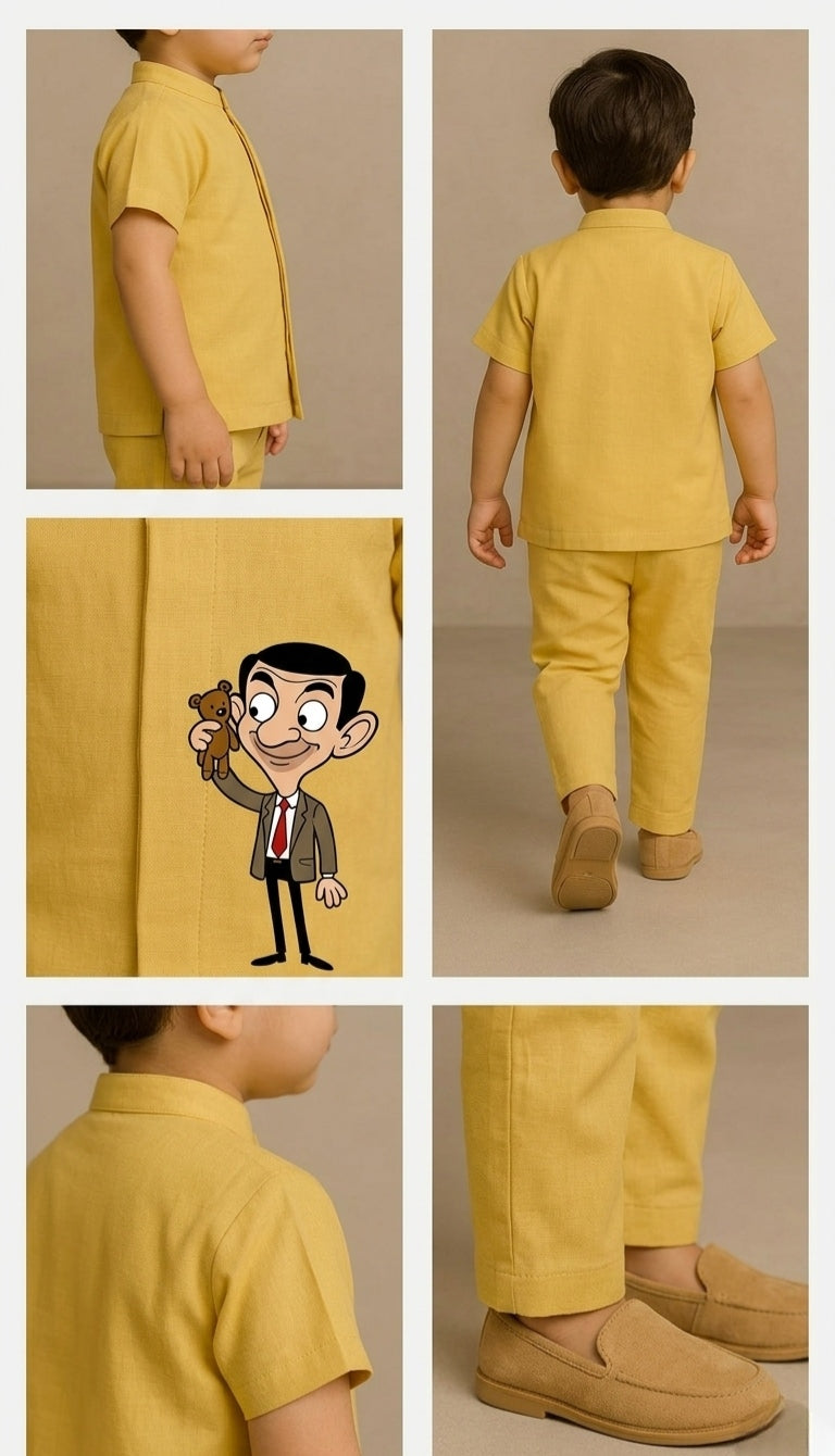 Pre Order: Yellow Mr. Bean  Hand Painted Coord Set