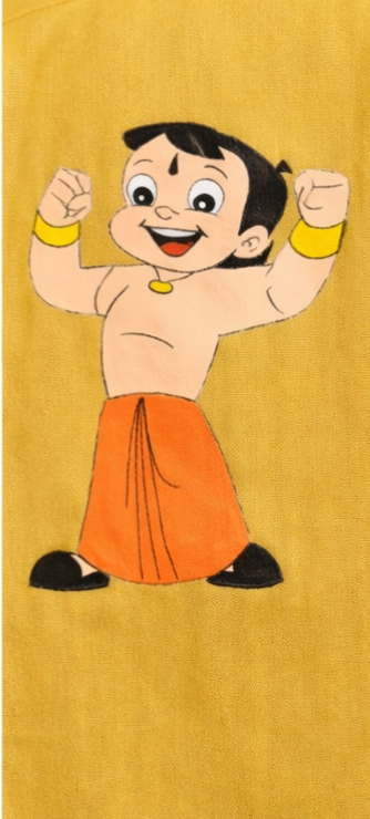 Pre Order: Yellow Chhota Bheem Hand Painted Coord Set