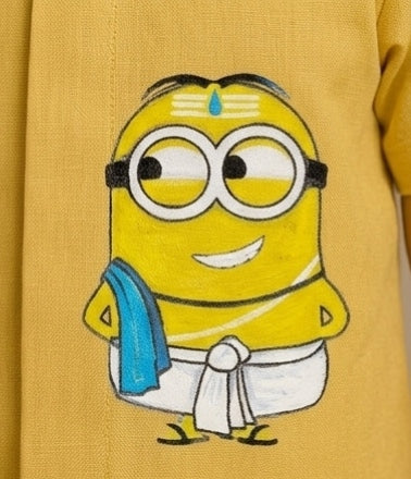 Pre Order: Yellow Minion Dhoti Hand Painted Coord Set