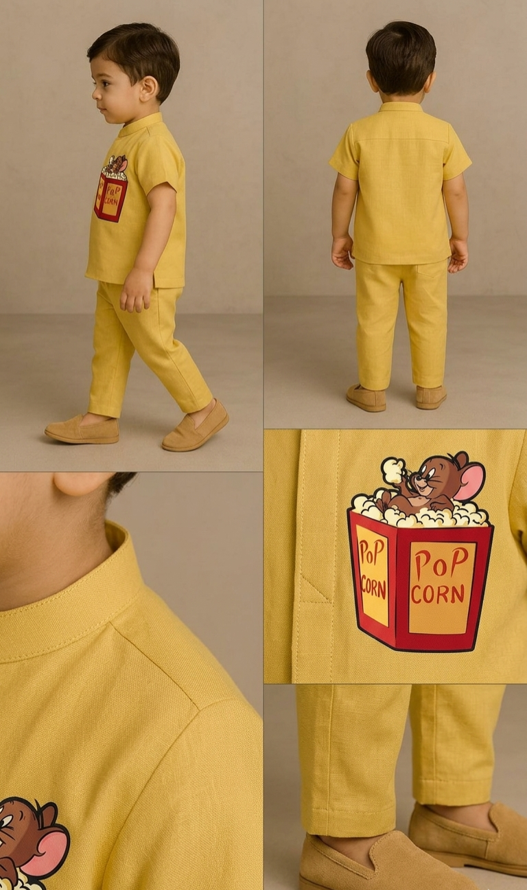 Pre Order: Yellow Pop Corn Jerry Hand Painted Coord Set