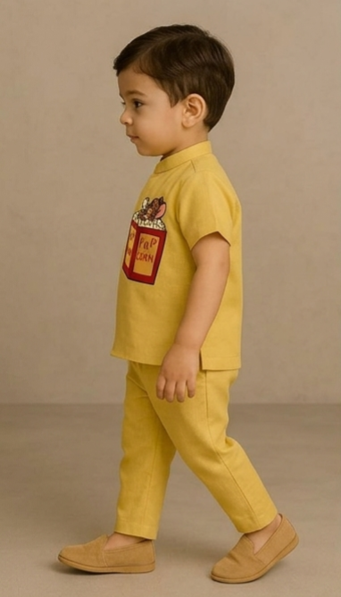 Pre Order: Yellow Pop Corn Jerry Hand Painted Coord Set