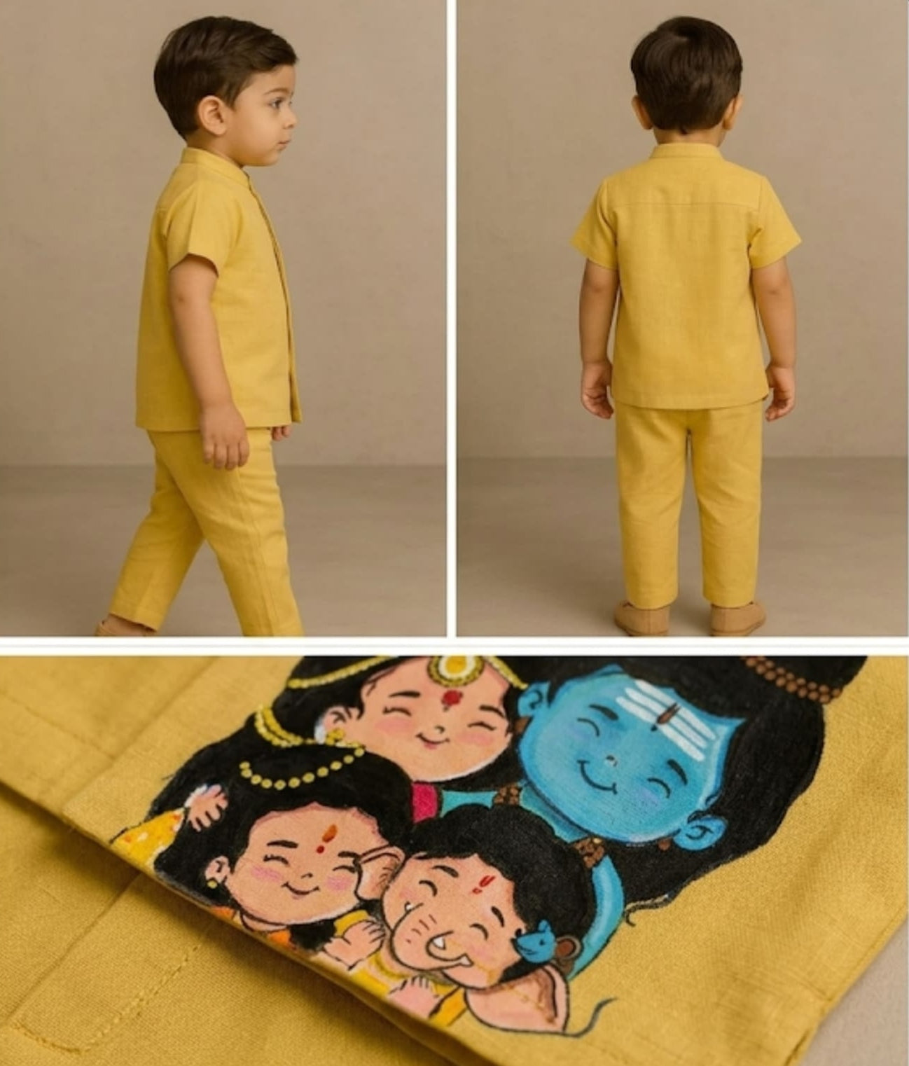 Pre Order: Yellow Shiva Family Hand Painted Coord Set