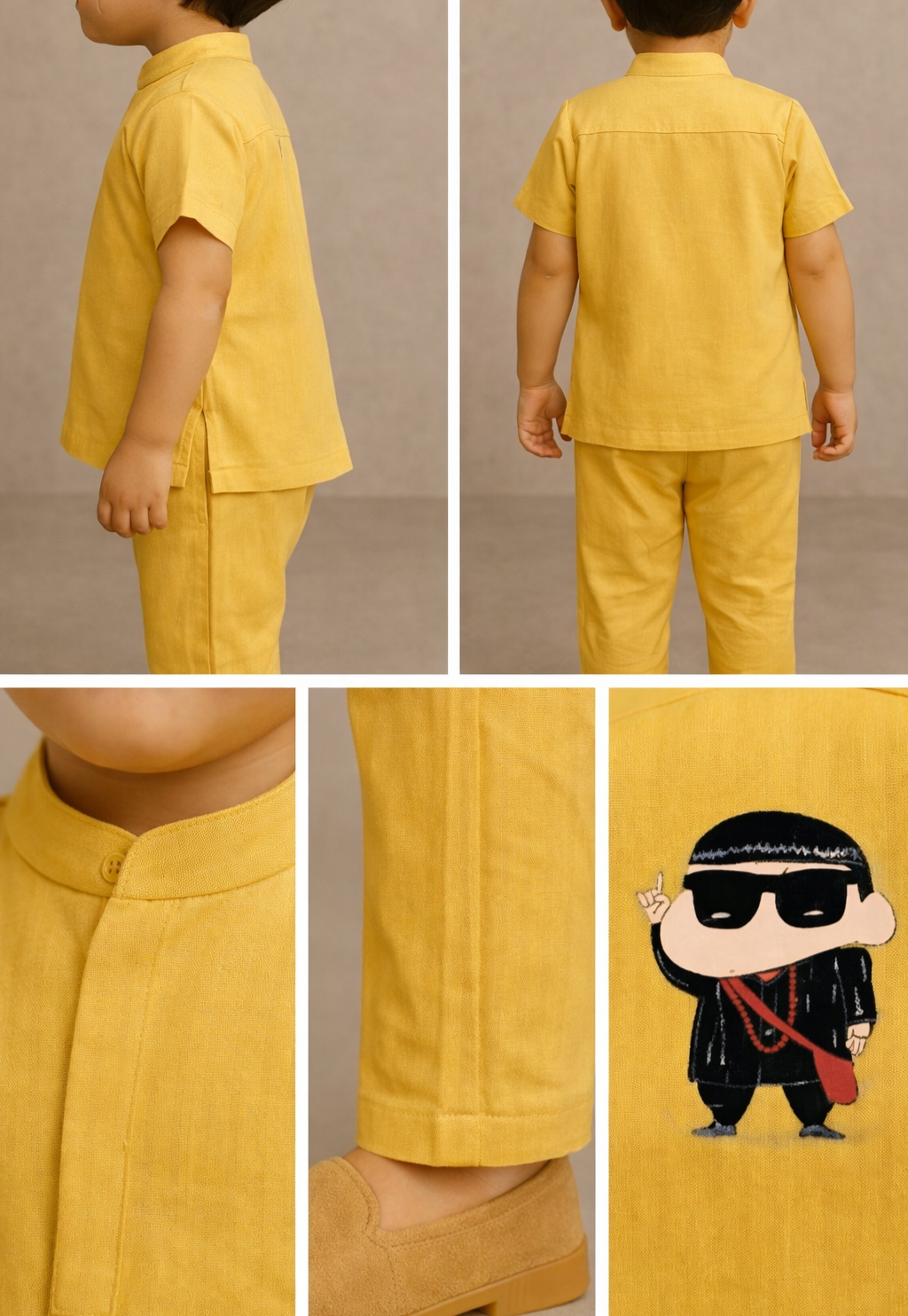 Pre Order: Yellow Shinchan  Hand Painted Coord Set