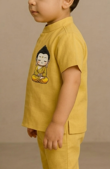 Pre Order: Yellow Buddha Hand Painted Coord Set