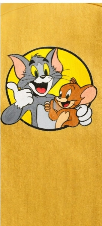 Pre Order: Yellow Tom And Jerry Hand Painted Coord Set