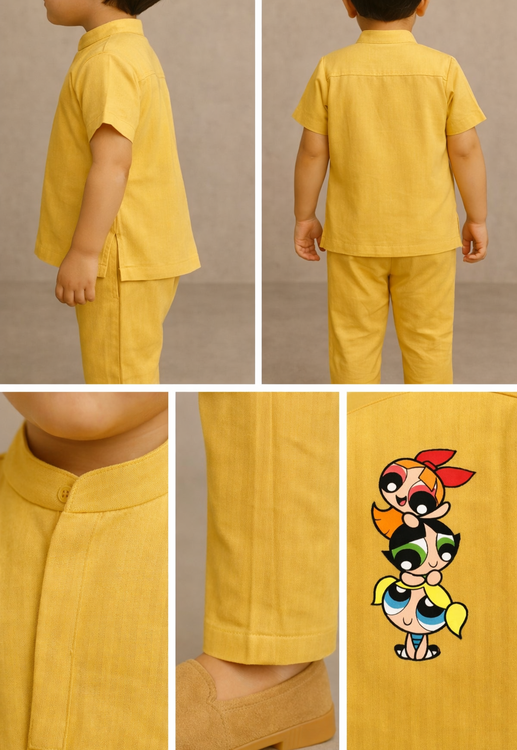 Pre Order: Yellow Powerpuff Girls Hand Painted Coord Set