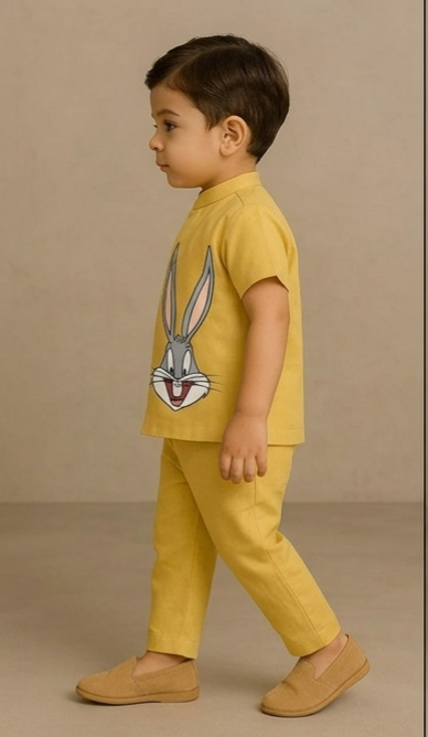 Pre Order: Yellow Bugs Bunny Hand Painted Coord Set