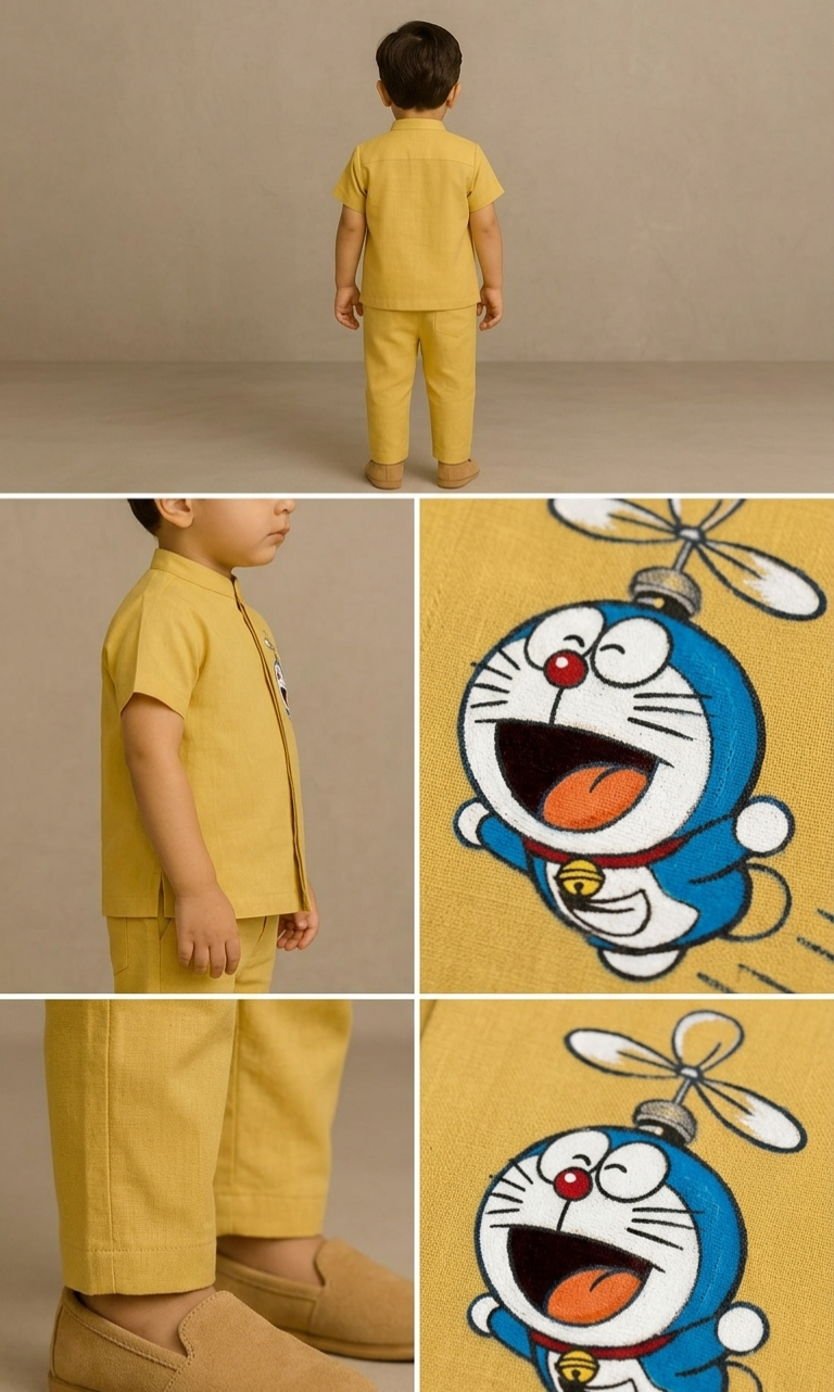 Pre Order: Yellow Doremon Hand Painted Coord Set