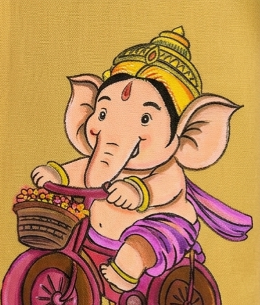 Pre Order: Yellow Ganesha Hand Painted Coord Set