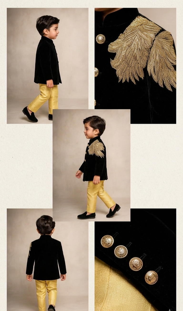 Pre Order: Stylish Zari Embroidered Velvet Sherwani With Pyjama
