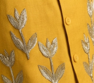 Pre Order: Ethnic Kurta With Front Open Embroidered Jacket And Pyjama