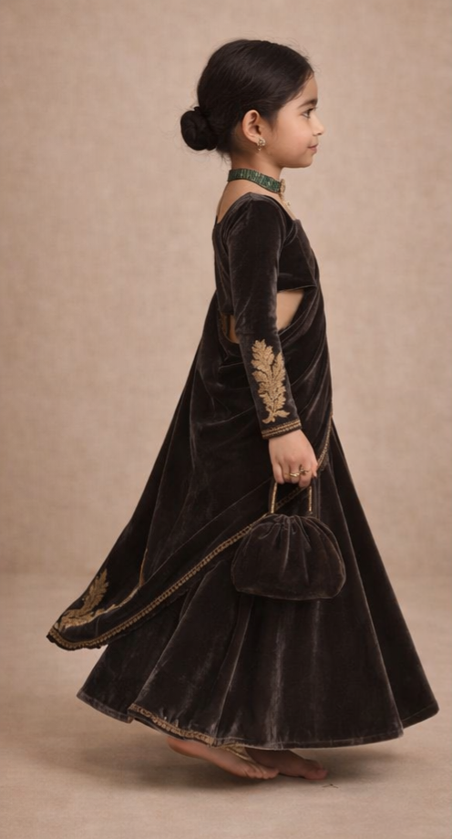 Pre Order: Noor-e-Sham Velvet Saree