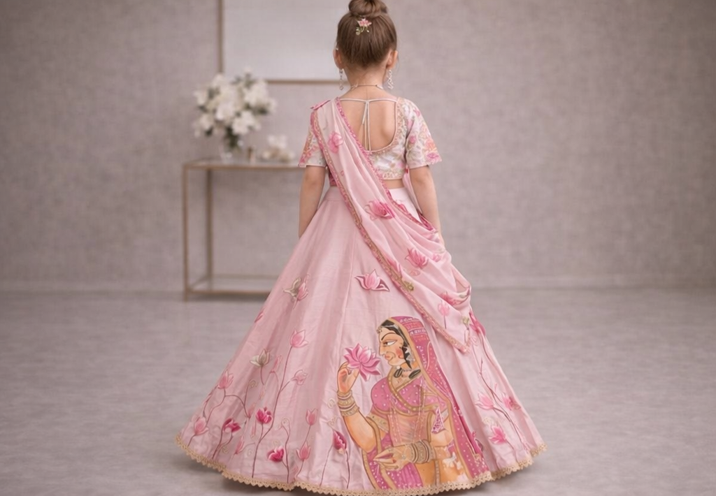 Pre Order: Rajkumari Lotus Printed Lehenga Set