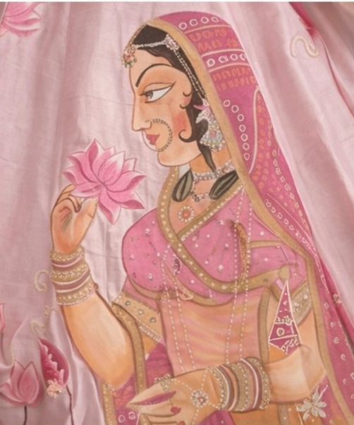 Pre Order: Rajkumari Lotus Printed Lehenga Set