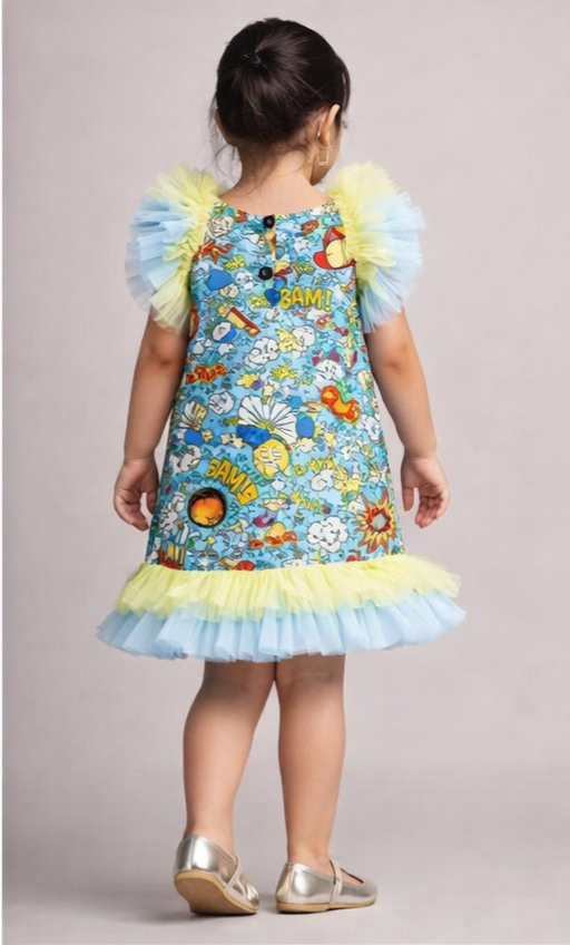 Pre Order: Multicolour Printed Ruffled Dress