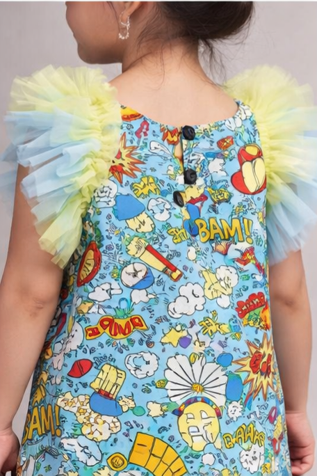 Pre Order: Multicolour Printed Ruffled Dress