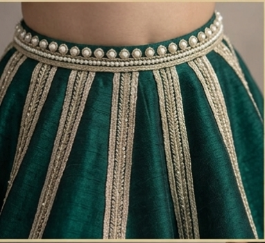 Pre Order: Rajkumari Meher Green Lehenga Set
