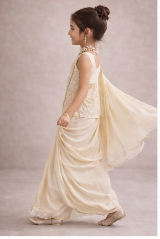 Pre Order: Little Maharani Draped Saree Set