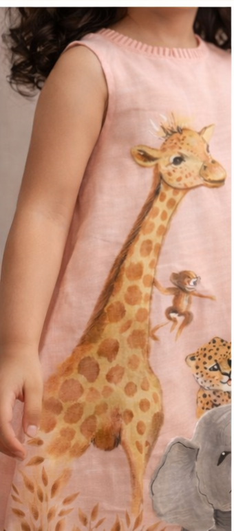 Pre Order: Safari Smiles Hand Painted  Dress
