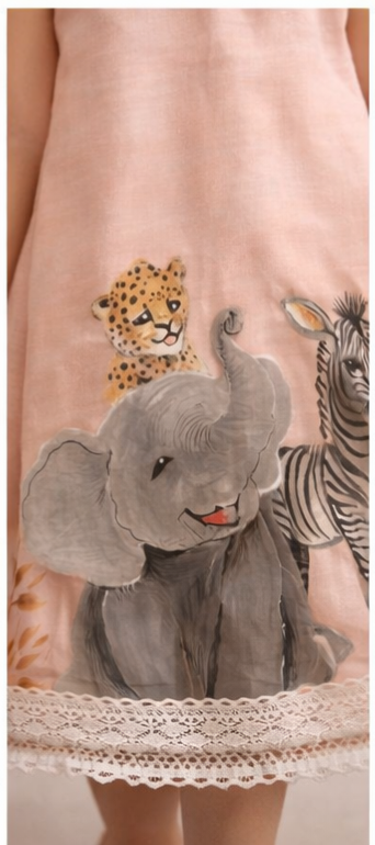 Pre Order: Safari Smiles Hand Painted  Dress