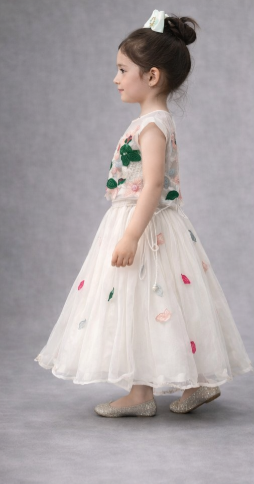 Pre Order: White Blossom Lehenga Set
