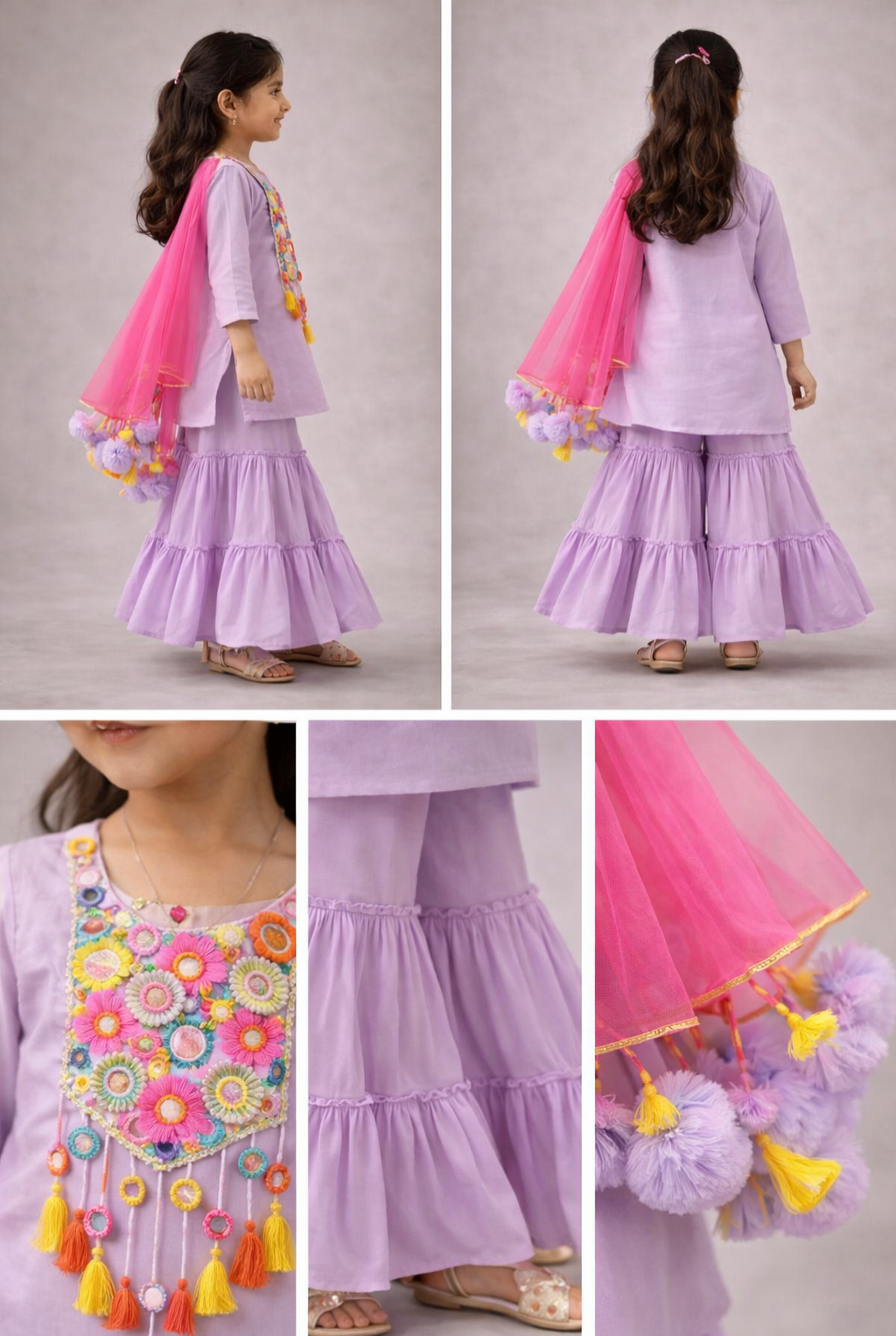 Pre Order : Lilac Ladoo Sharara Set