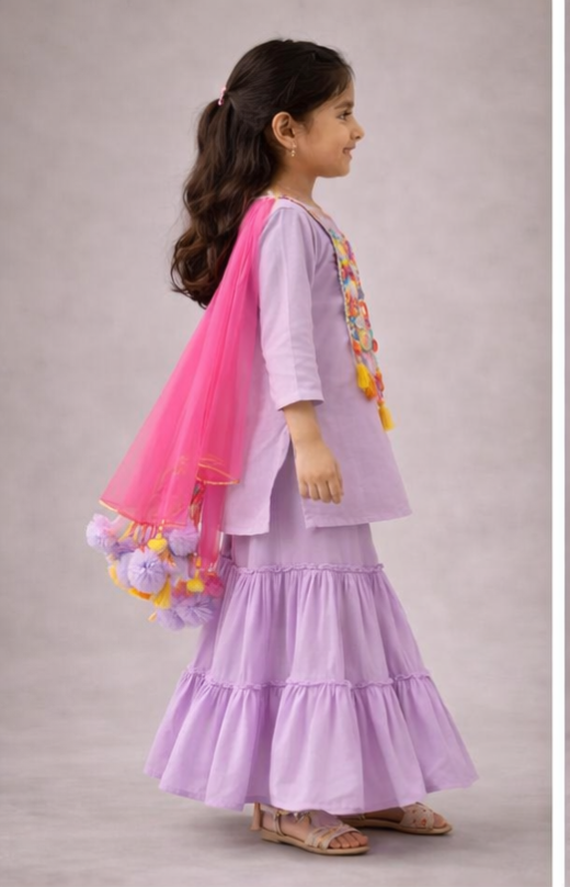 Pre Order : Lilac Ladoo Sharara Set