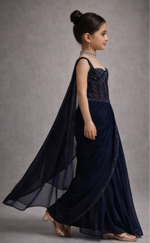 Pre Order: Blue Moon Draped Saree Set