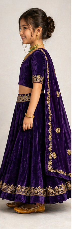 Pre Order: Royal Jamuni Velvet Lehenga Set